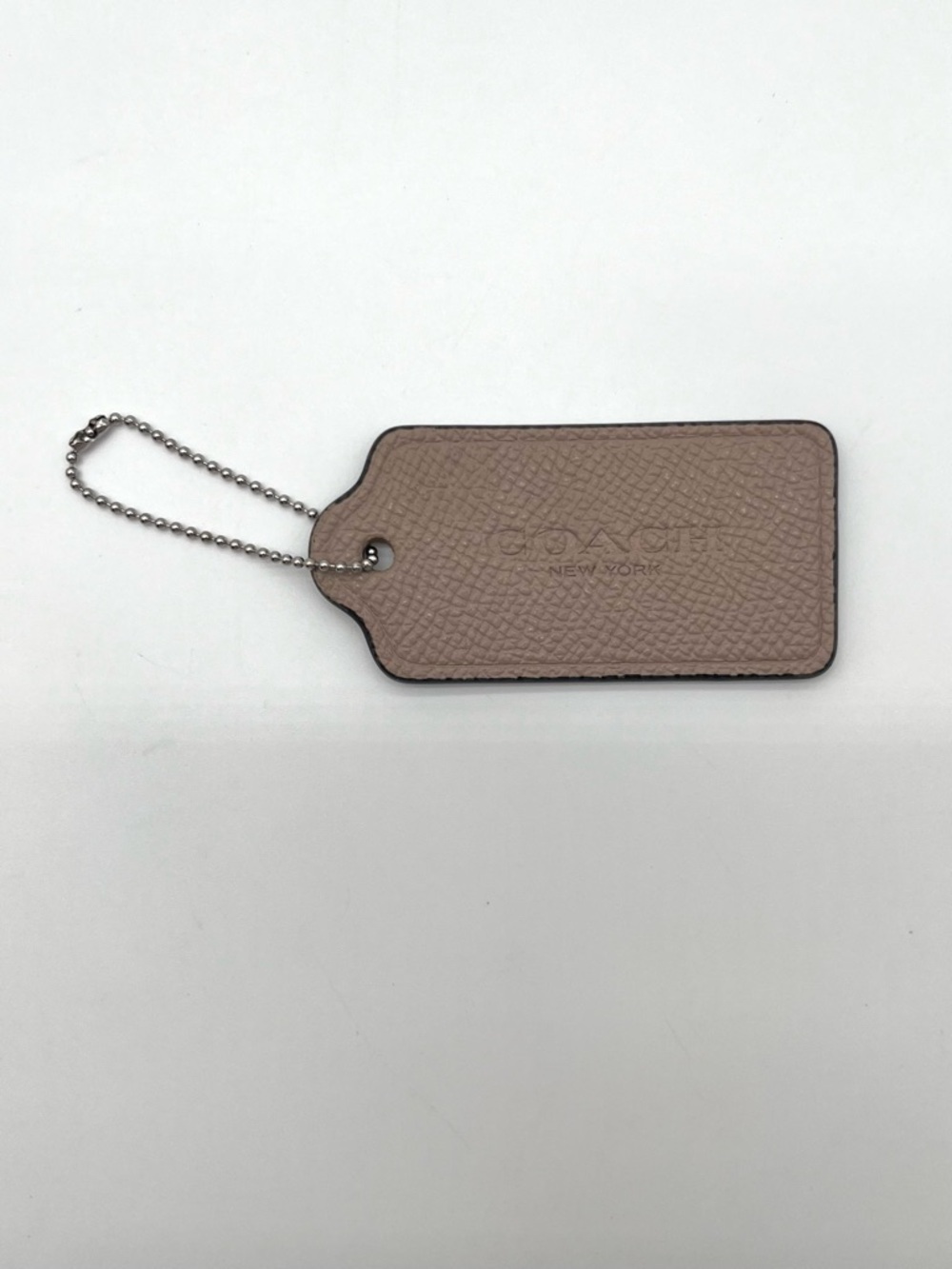 Coach Pebbled Leather Hang Tag, Taupe, Beige